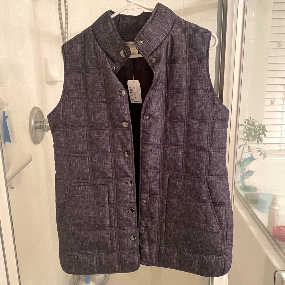 Christopher and Banks, NWT, Med fits like Lrg. Gray tones Women’s Vest.
